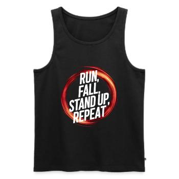 run fall stand up repeat - Men's Premium Organic Tank Top - black - Front - AI Model Male 178 light (178cm)