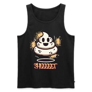 Drôle Caca Pile Fantôme Caca d’Halloween - Débardeur bio Premium Homme - noir - Devant - AI Model Male 178 light (178cm)