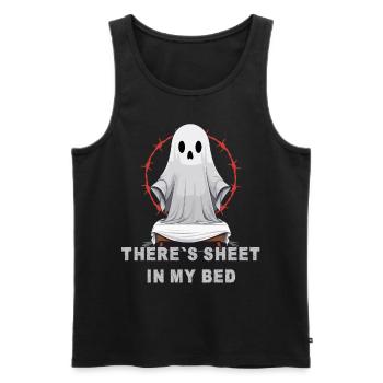 Halloween Ghost Humor in Bed - Men's Premium Organic Tank Top - black - Front - AI Model Male 178 light (178cm)