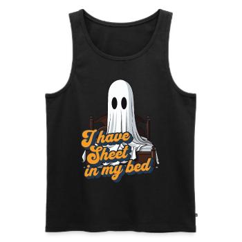 Halloween Sheet In Bed Funny Saying - Men's Premium Organic Tank Top - black - Front - AI Model Male 178 light (178cm)