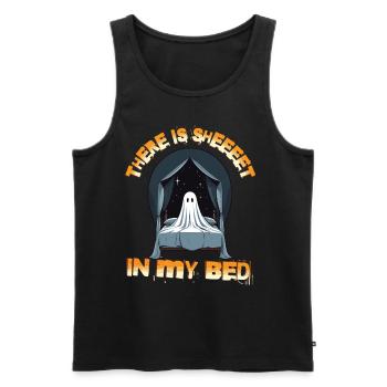 Halloween Ghost Humor in Bed - Men's Premium Organic Tank Top - black - Front - AI Model Male 178 light (178cm)