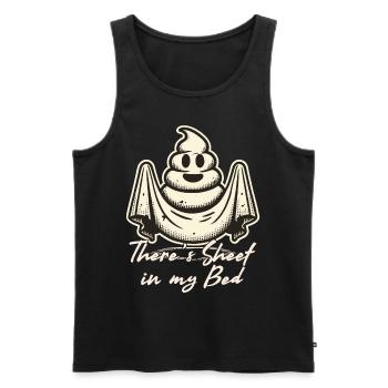 Halloween Ghost Humor in Bed - Men's Premium Organic Tank Top - black - Front - AI Model Male 178 light (178cm)