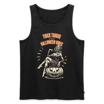Fun Halloween: Thick Thighs and Vibes - Men's Premium Organic Tank Top - black - Front - Michal (187cm)
