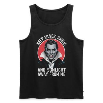 Vampire keep silver garlic sunlight away from me - Men's Premium Organic Tank Top - black - Front - AI Model Male 178 light (178cm)