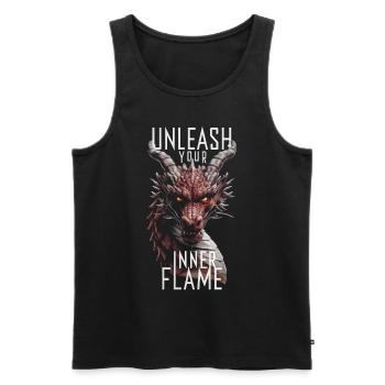 Dragon libère votre flamme intérieure - Débardeur bio Premium Homme - noir - Devant - AI Model Male 178 light (178cm)