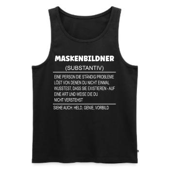 Wörterbuch Erklärung MASKENBILDNER Held, Genie - Männer Premium Bio Tank Top - Schwarz - Vorne - Michal (187cm)