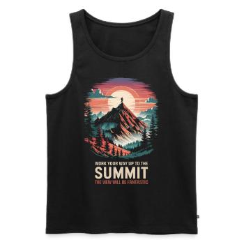 Work your way up to the summit the view will be - Men's Premium Organic Tank Top - black - Front - AI Model Male 178 light (178cm)