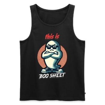 Lustiges Halloween Boo Sheet Gespenst Style - Männer Premium Bio Tank Top - Schwarz - Vorne - Michal (187cm)
