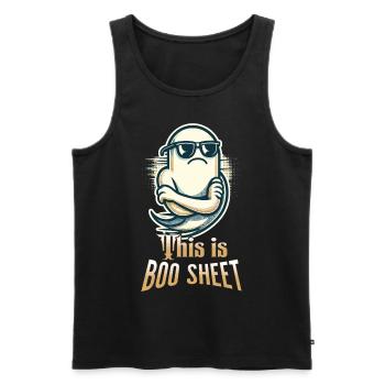 Funny Halloween Ghost With Boo Sheet Text - Men's Premium Organic Tank Top - black - Front - Michal (187cm)
