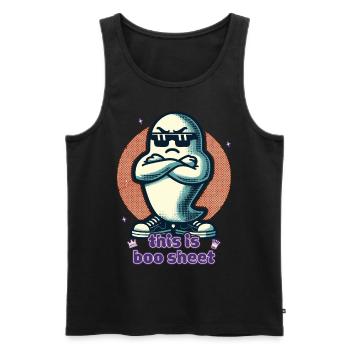 Funny Halloween Ghost Boo Sheet - Men's Premium Organic Tank Top - black - Front - Michal (187cm)