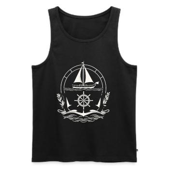 Sailing Adventure Captain Explorer Design - Men's Premium Organic Tank Top - black - Front - AI Model Male 178 light (178cm)