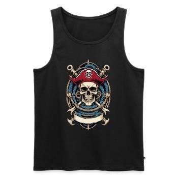 Funny Pirate Outfit Jolly Roger Design - Men's Premium Organic Tank Top - black - Front - AI Model Male 178 light (178cm)
