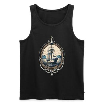 Entdecke Die Freiheit Auf Hoher See - Männer Premium Bio Tank Top - Schwarz - Vorne - AI Model Male 178 light (178cm)