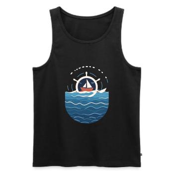 Kapitän Auf Hoher See Mit Bootsmotiv - Männer Premium Bio Tank Top - Schwarz - Vorne - AI Model Male 178 light (178cm)