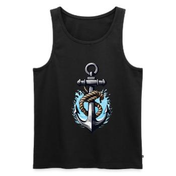 Aesthetic Anchor Design - Men's Premium Organic Tank Top - black - Front - AI Model Male 178 light (178cm)