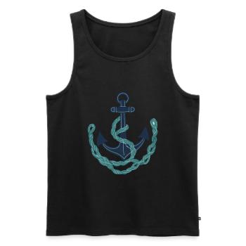 Ancre Vintage Design Hobby Pêcheur Marin - Débardeur bio Premium Homme - noir - Devant - Michal (187cm)