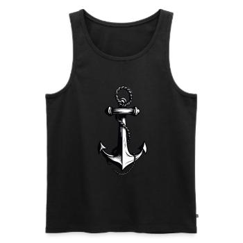 Esthétique Ancre Design Hobby Pêcheur Marin - Débardeur bio Premium Homme - noir - Devant - Michal (187cm)