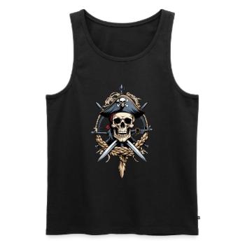 Pirate Flags Skull Jolly Roger Pirate Costume - Men's Premium Organic Tank Top - black - Front - AI Model Male 178 light (178cm)