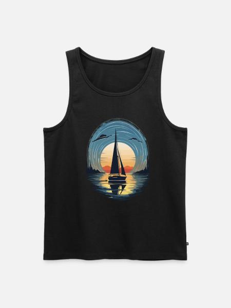 Sunset Sailboat Adventure Sea - Men's Premium Organic Tank Top - black