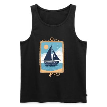Maritime Segelboot Am Meer Wandbild - Männer Premium Bio Tank Top - Schwarz - Vorne - AI Model Male 178 light (178cm)