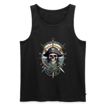 Pirate Flags Skull Jolly Roger Pirate Costume - Men's Premium Organic Tank Top - black - Front - AI Model Male 178 light (178cm)