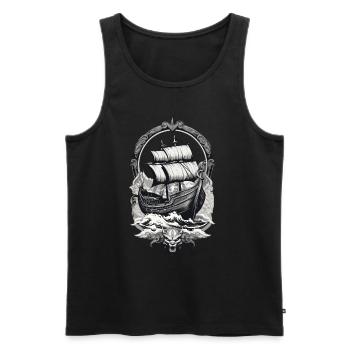 Voyage viking aventureux en haute mer - Débardeur bio Premium Homme - noir - Devant - Michal (187cm)