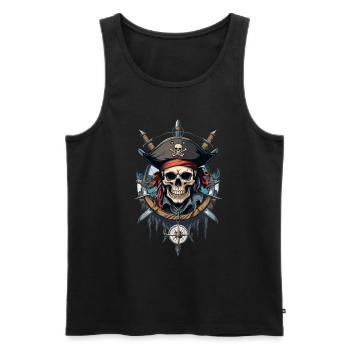 Pirate Flags Skull Jolly Roger Pirate Costume - Men's Premium Organic Tank Top - black - Front - AI Model Male 178 light (178cm)