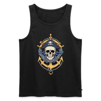Pirate Flags Skull Jolly Roger Pirate Costume - Men's Premium Organic Tank Top - black - Front - AI Model Male 178 light (178cm)