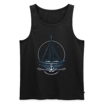 Voilier nautique motif aventure - Débardeur bio Premium Homme - noir - Devant - AI Model Male 178 light (178cm)