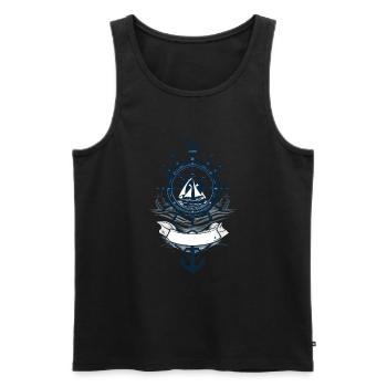 Captain Steering Wheel Anchor Sailboat Adventure - Men's Premium Organic Tank Top - black - Front - AI Model Male 178 light (178cm)