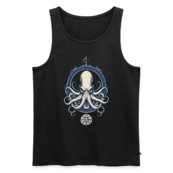 Octopus Sea Monster Fisherman Sailboat Sea Lover - Men's Premium Organic Tank Top - black - Front - AI Model Male 178 light (178cm)