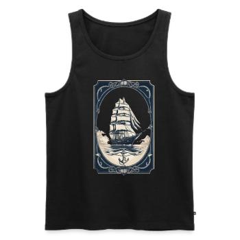 Voilier maritime Aventure Romance - Débardeur bio Premium Homme - noir - Devant - Michal (187cm)