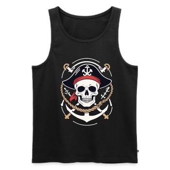 Funny Pirate Outfit Jolly Roger Design - Men's Premium Organic Tank Top - black - Front - AI Model Male 178 light (178cm)