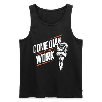 Komiker bei der Arbeit Mikrofon Stand up Comedy - Männer Premium Bio Tank Top - Schwarz - Vorne - AI Model Male 178 light (178cm)