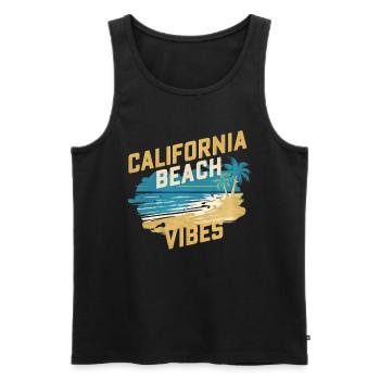 Ambiance de la plage californienne - Débardeur bio Premium Homme - noir - Devant - AI Model Male 178 light (178cm)