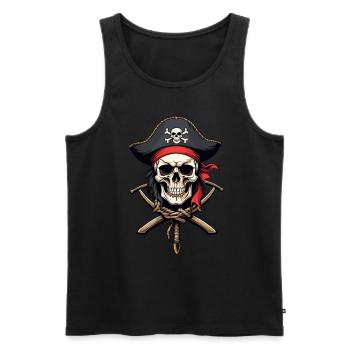 Pirate Flags Skull Jolly Roger Pirate Costume - Men's Premium Organic Tank Top - black - Front - AI Model Male 178 light (178cm)