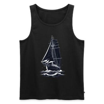 Maritime Adventure Sailing Ship Illustration - Men's Premium Organic Tank Top - black - Front - AI Model Male 178 light (178cm)