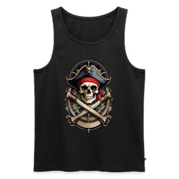 Piratenflaggen Skull Jolly Roger Pirat Kostüm - Männer Premium Bio Tank Top - Schwarz - Vorne - AI Model Male 178 light (178cm)