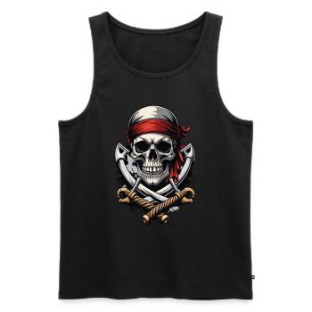 Piratenflaggen Skull Jolly Roger Pirat Kostüm - Männer Premium Bio Tank Top - Schwarz - Vorne - Michal (187cm)