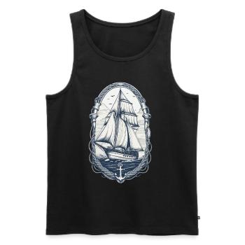 Elegante Segelschiff Abenteuer Motiv - Männer Premium Bio Tank Top - Schwarz - Vorne - AI Model Male 178 light (178cm)