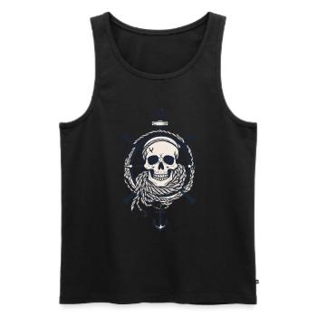 Drapeaux de pirate crâne Jolly Roger costume de pirate - Débardeur bio Premium Homme - noir - Devant - AI Model Male 178 light (178cm)