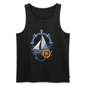Maritime sailing adventure motif - Men's Premium Organic Tank Top - black - Front - Michal (187cm)