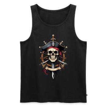 Pirate Flags Skull Jolly Roger Pirate Costume - Men's Premium Organic Tank Top - black - Front - AI Model Male 178 light (178cm)