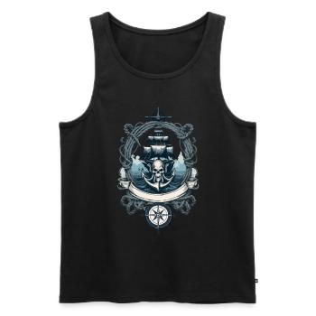 Pirate Adventure Sailing Ship Skull - Men's Premium Organic Tank Top - black - Front - Michal (187cm)