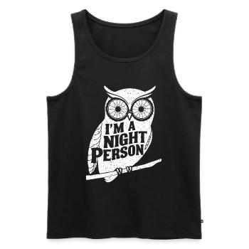Je suis un hibou de nuit - Débardeur bio Premium Homme - noir - Devant - AI Model Male 178 light (178cm)
