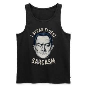 I speak fluent sarcasm - Men's Premium Organic Tank Top - black - Front - AI Model Male 178 light (178cm)