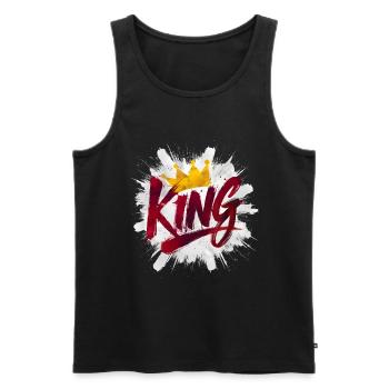 Roi avec couronne en rouge, jaune et blanc - Débardeur bio Premium Homme - noir - Devant - Michal (187cm)