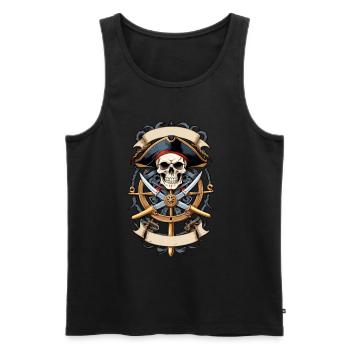 Pirate Flags Skull Jolly Roger Pirate Costume - Men's Premium Organic Tank Top - black - Front - AI Model Male 178 light (178cm)