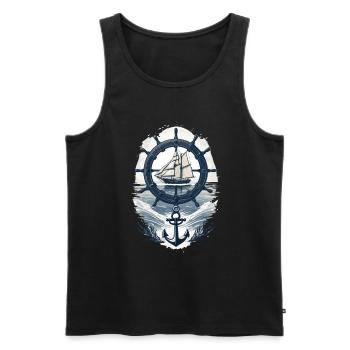 Maritime Adventure Sailing Ship - Men's Premium Organic Tank Top - black - Front - AI Model Male 178 light (178cm)