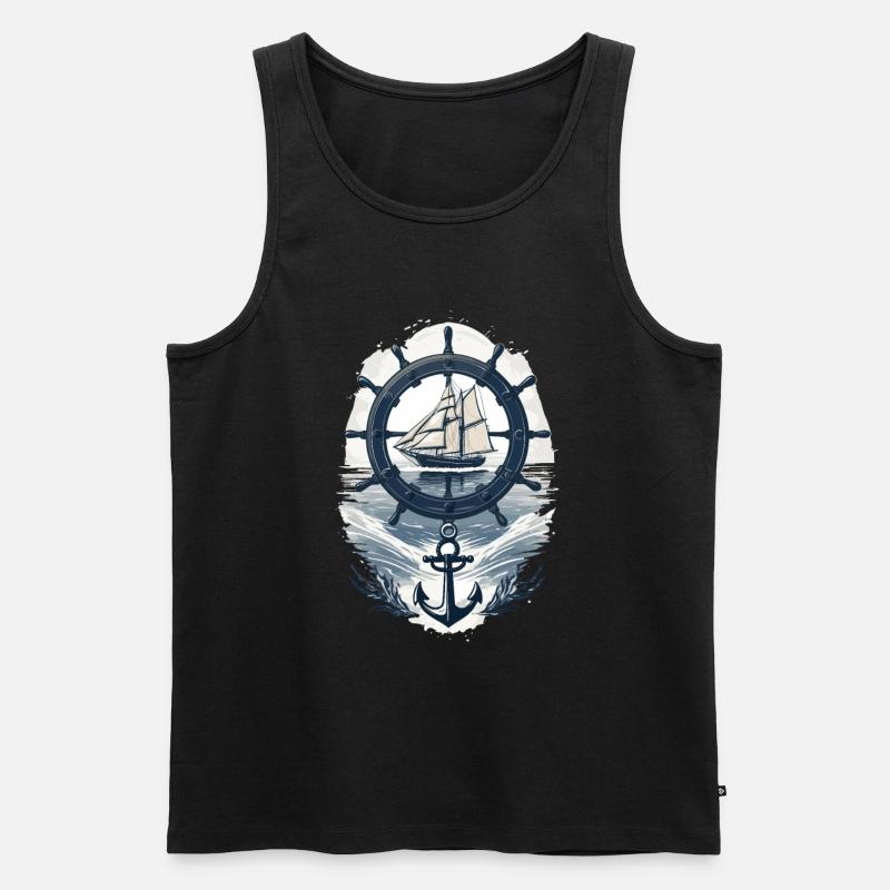 Maritimes Abenteuer Segelschiff - Männer Premium Bio Tank Top - Schwarz